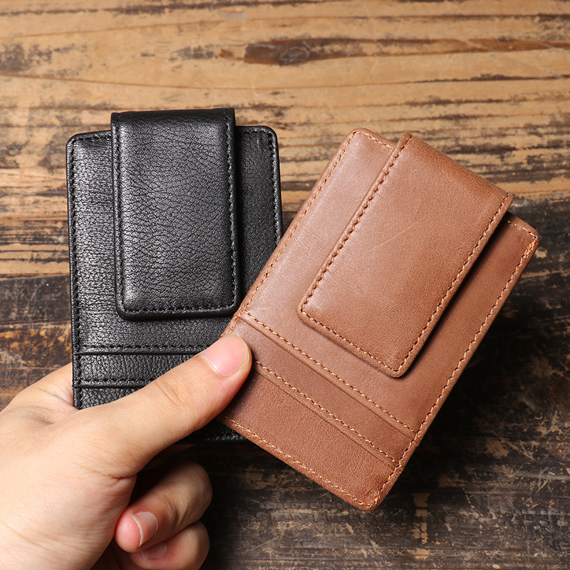 Money Clip Magnetic - Men Slim Money Clip Wallet Leather