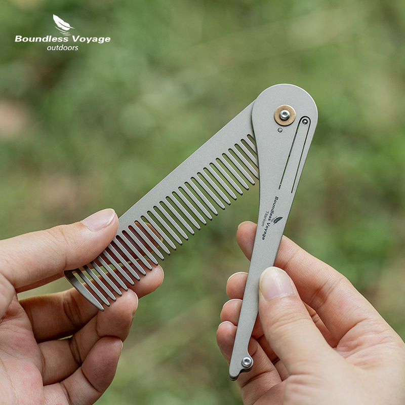 Comb Pocket Titanium - Pure Titanium Anti-Static Folding Comb, Outdoor